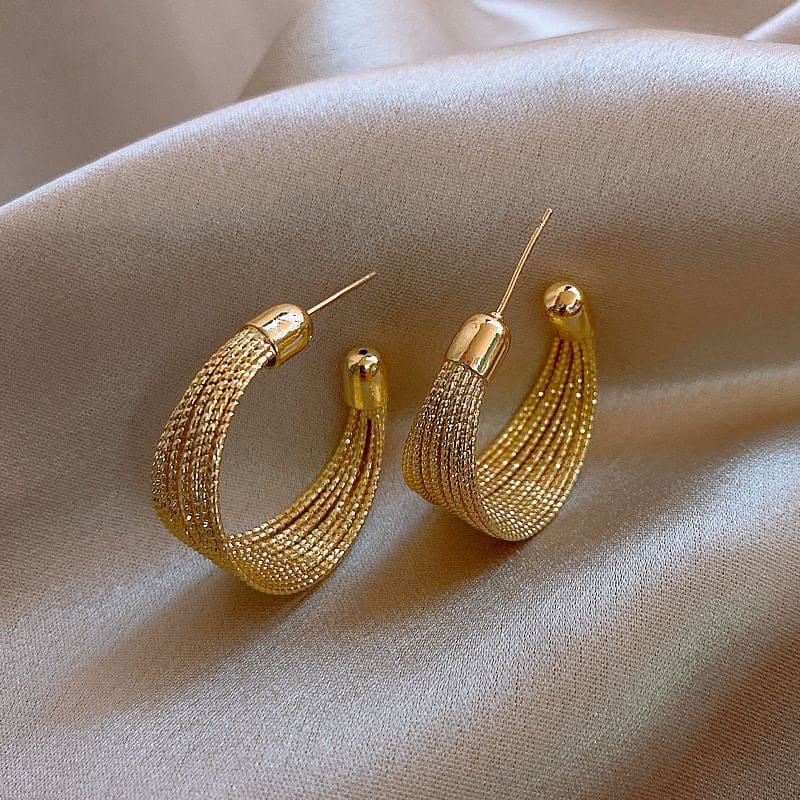 C-Shaped Brushed Earrings