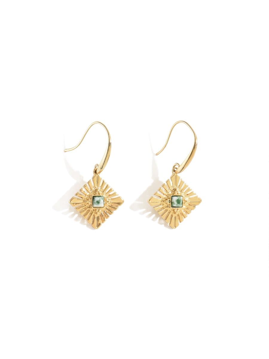 Gold Sunburst Drop Earrings