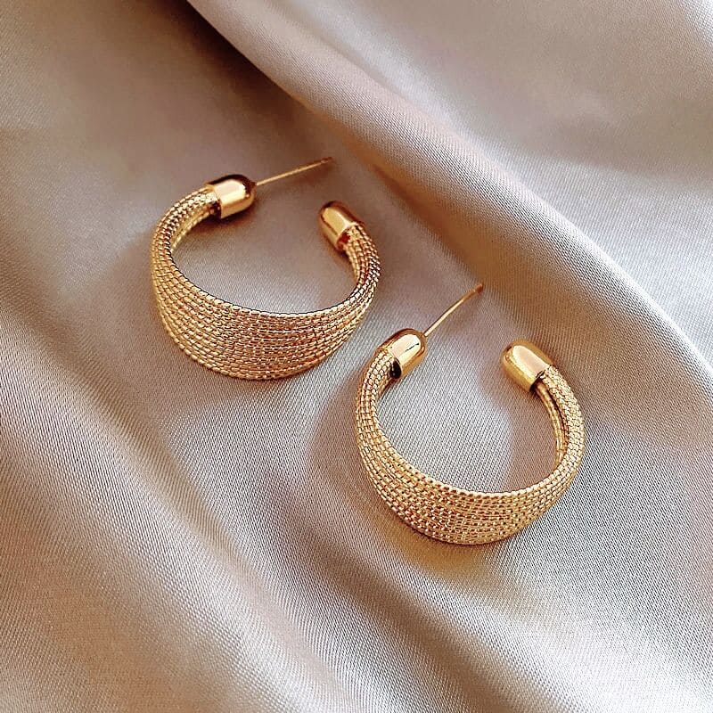 C-Shaped Brushed Earrings