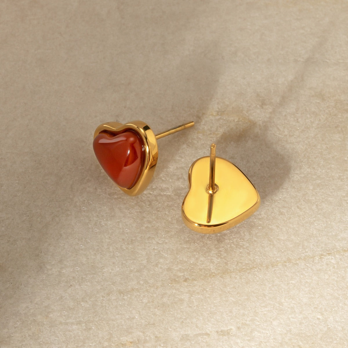 18k gold red gemstone earrings