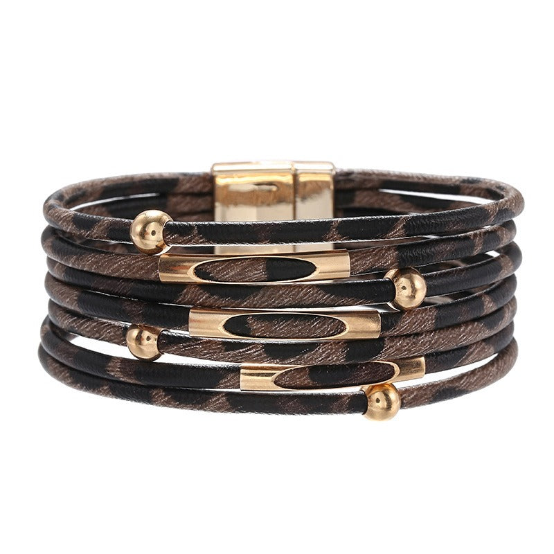 Leopard Print Leather Bracelet