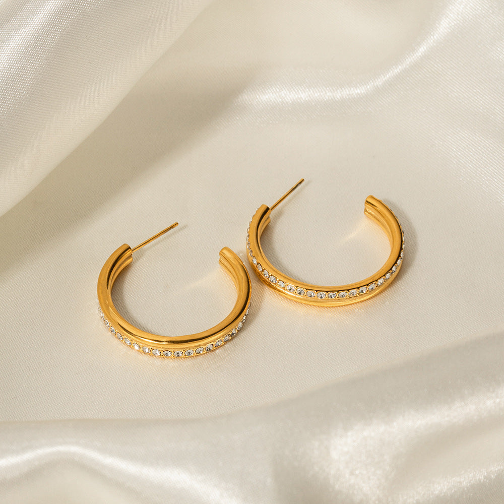 18K Gold Dazzling Hoop Earrings with Diamonds