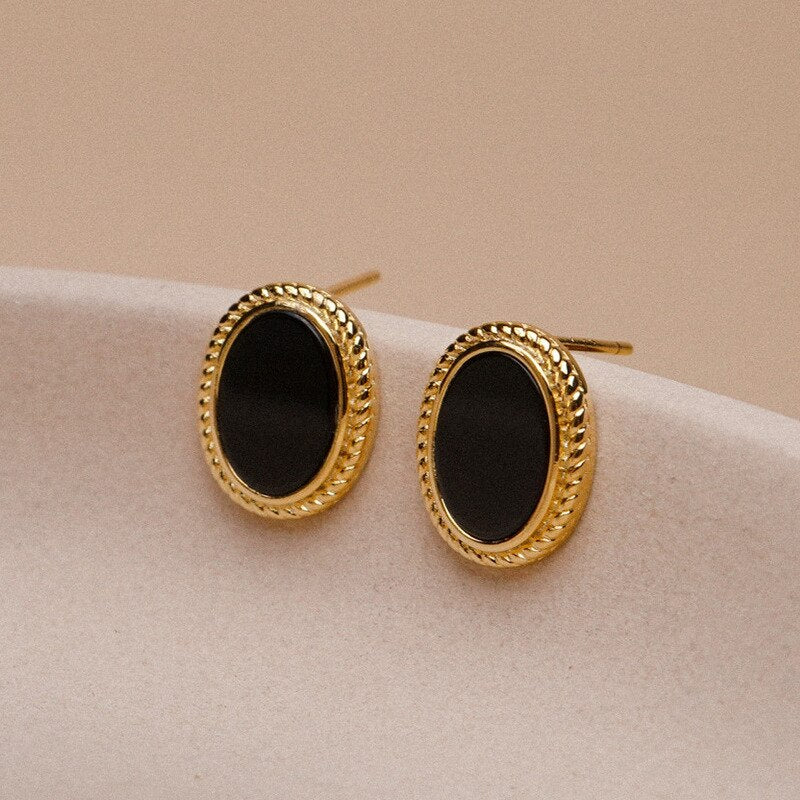 Black Oval Earrings