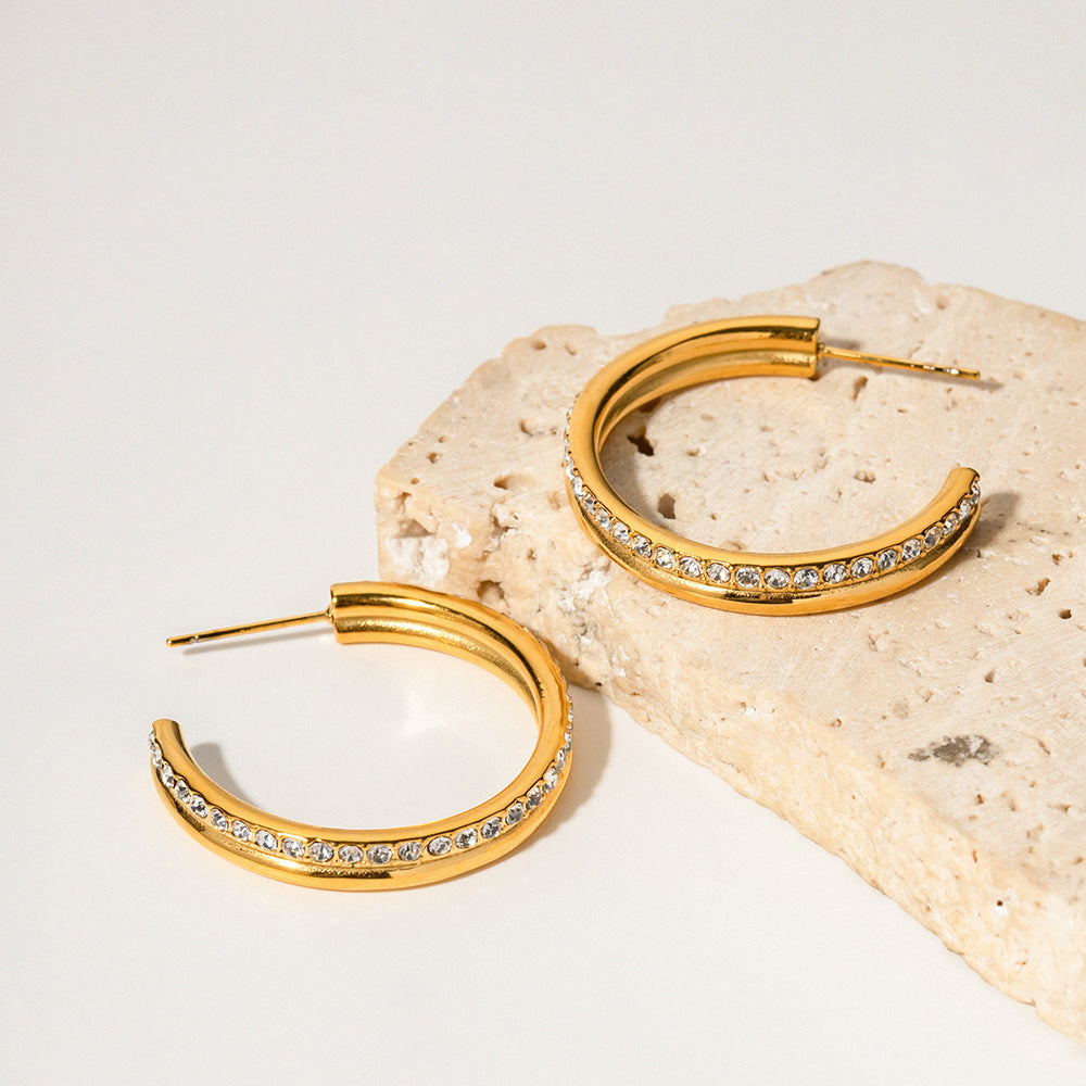 18K Gold Dazzling Hoop Earrings with Diamonds