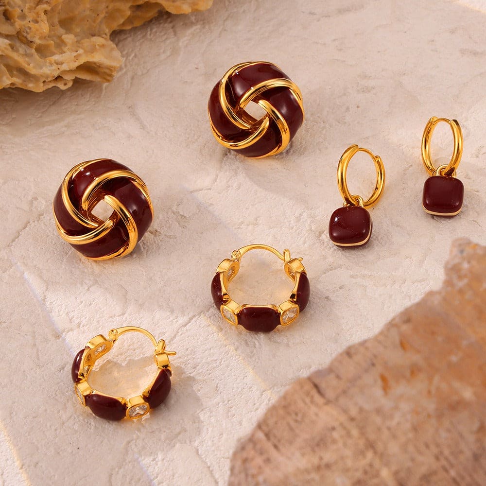 18K Gold Earrings with Gemstone