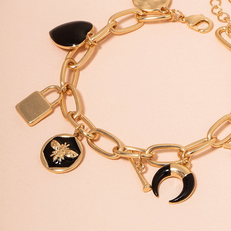 Heart-shaped Small Lock Disc Bracelet