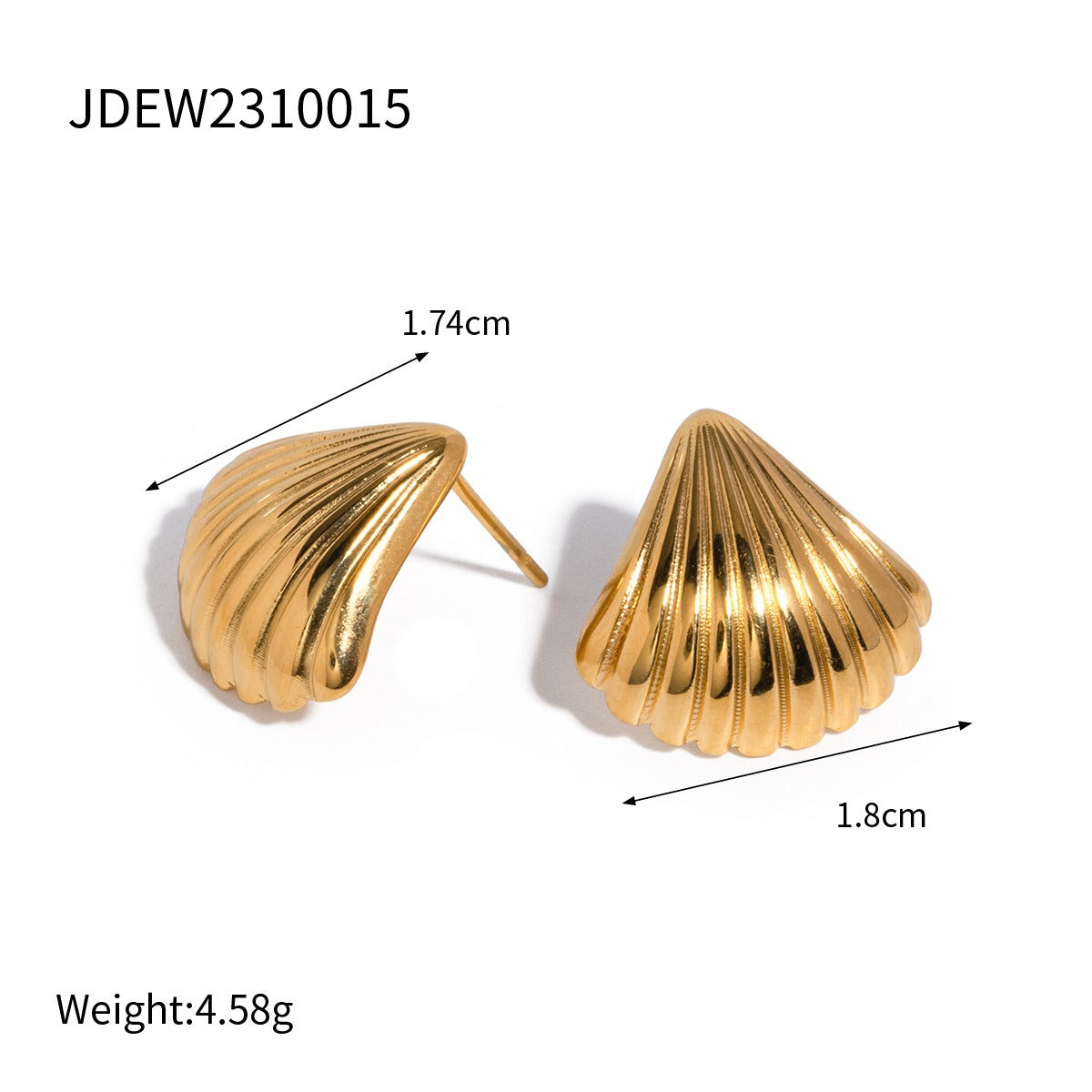 3 Gold Sea Shells Earrings