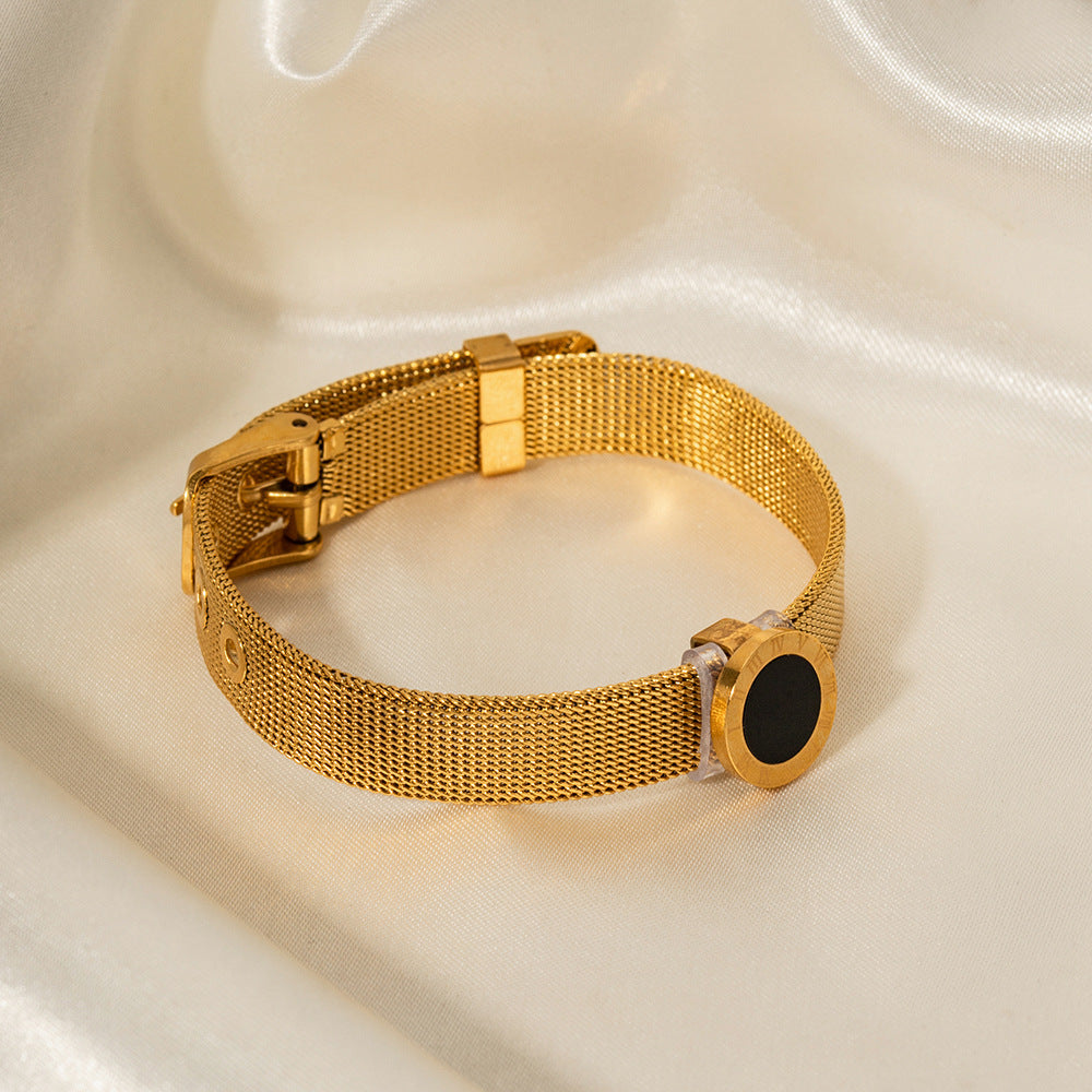18K Gold Retro Black Gemstone Bracelet