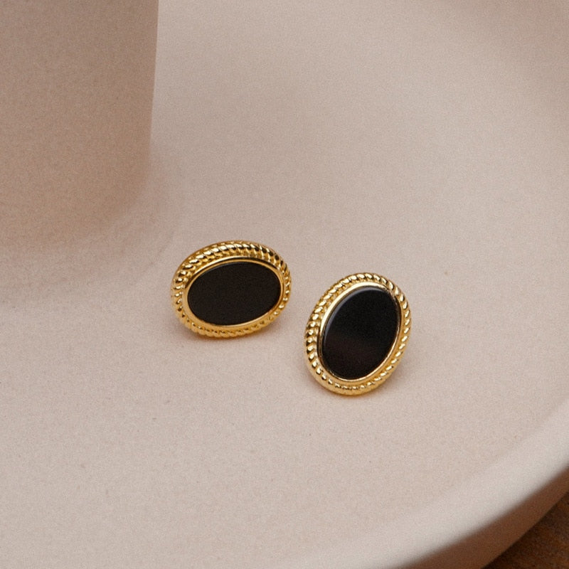 Black Oval Earrings
