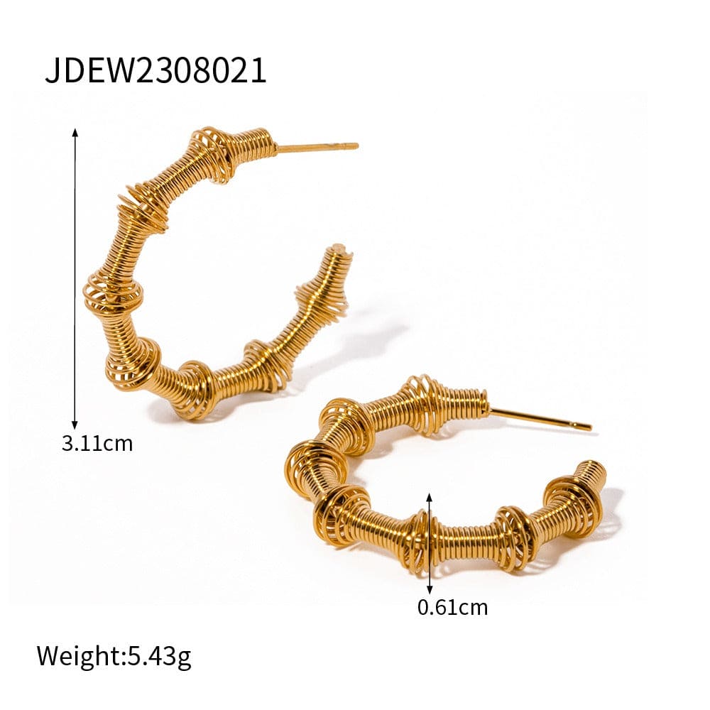 Gold Bamboo C-shaped Earrings