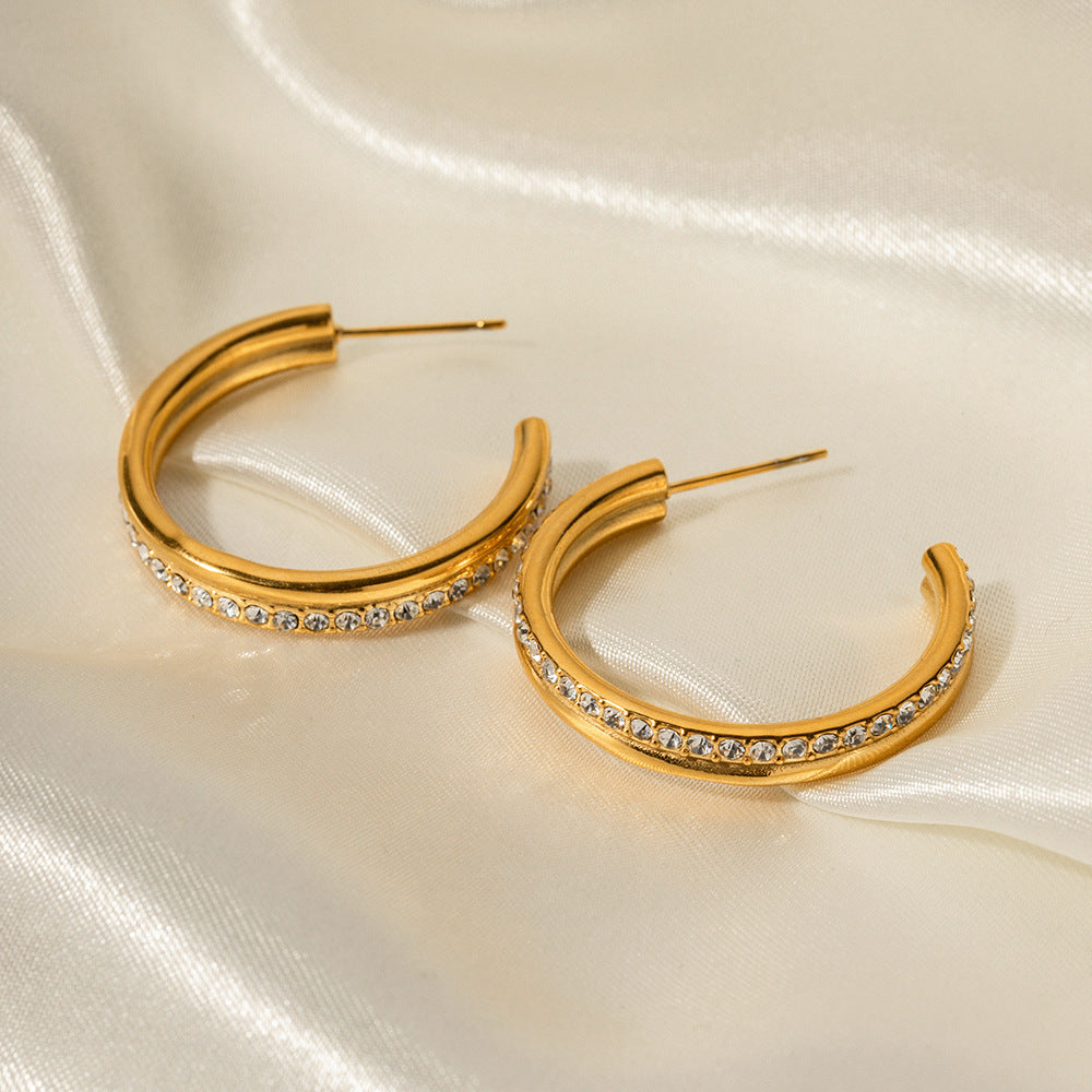 18K Gold Dazzling Hoop Earrings with Diamonds