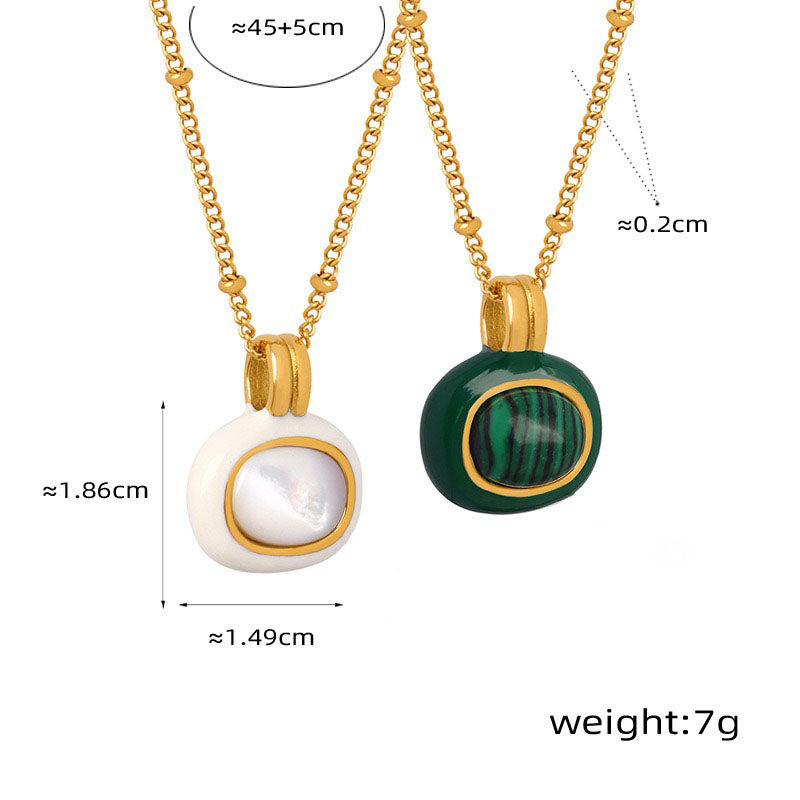 18K gold Elegant Stacked Necklace With Gemstone