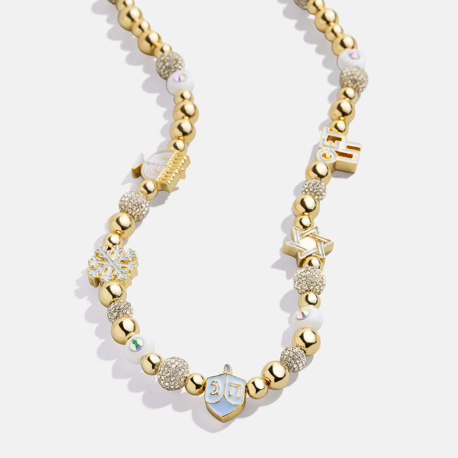 Rhinestone 14K Gold-Beaded Necklace