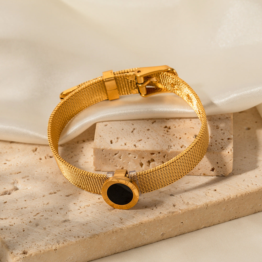 18K Gold Retro Black Gemstone Bracelet