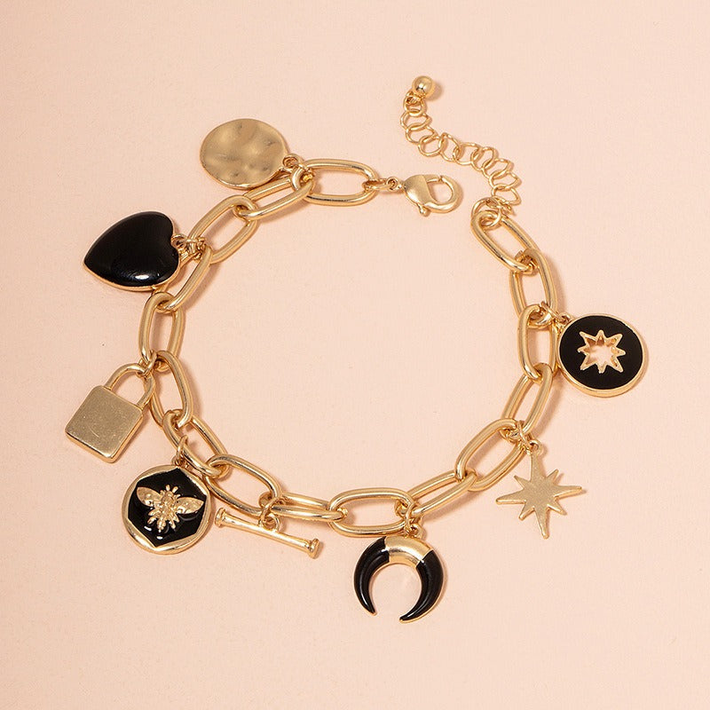 Heart-shaped Small Lock Disc Bracelet