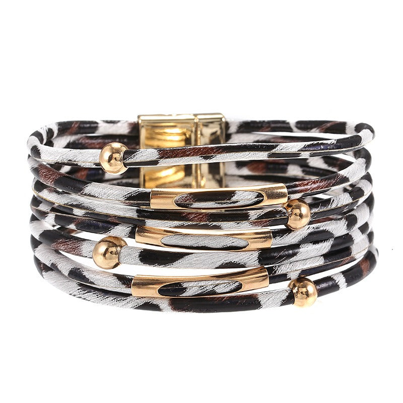 Leopard Print Leather Bracelet