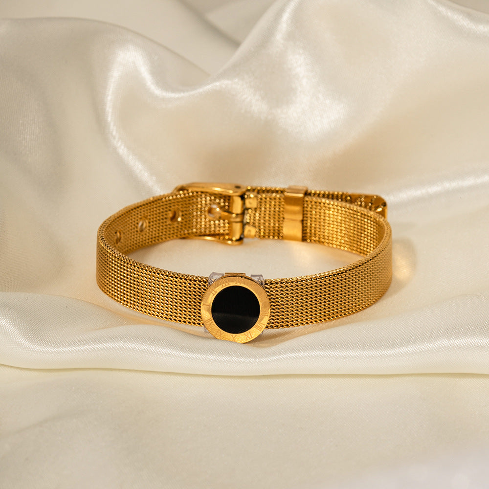 18K Gold Retro Black Gemstone Bracelet