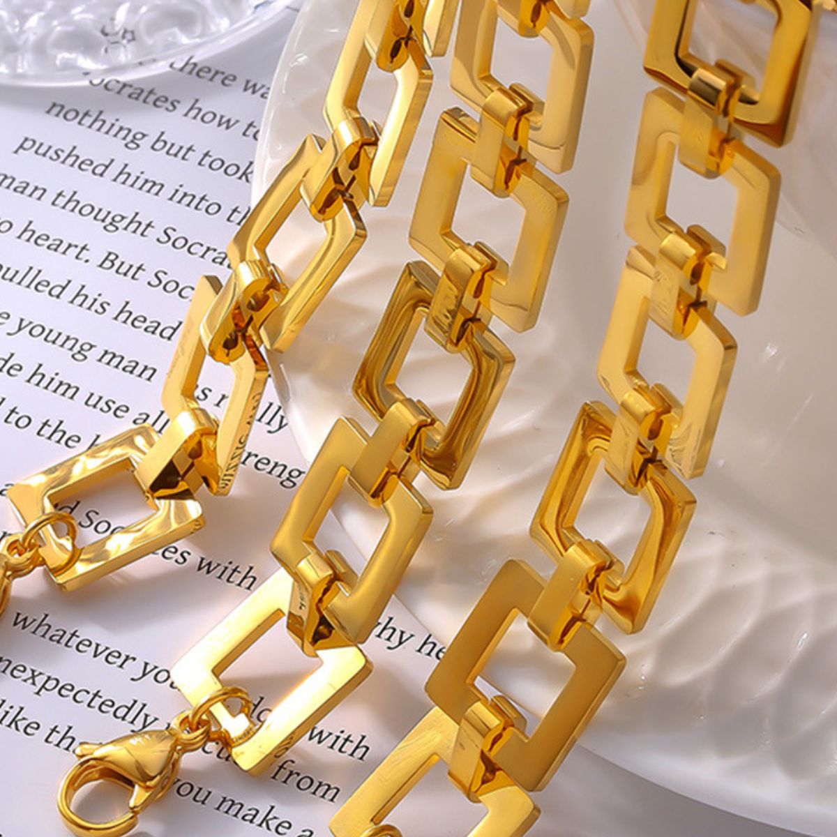 Gold Hollow Square Bracelet
