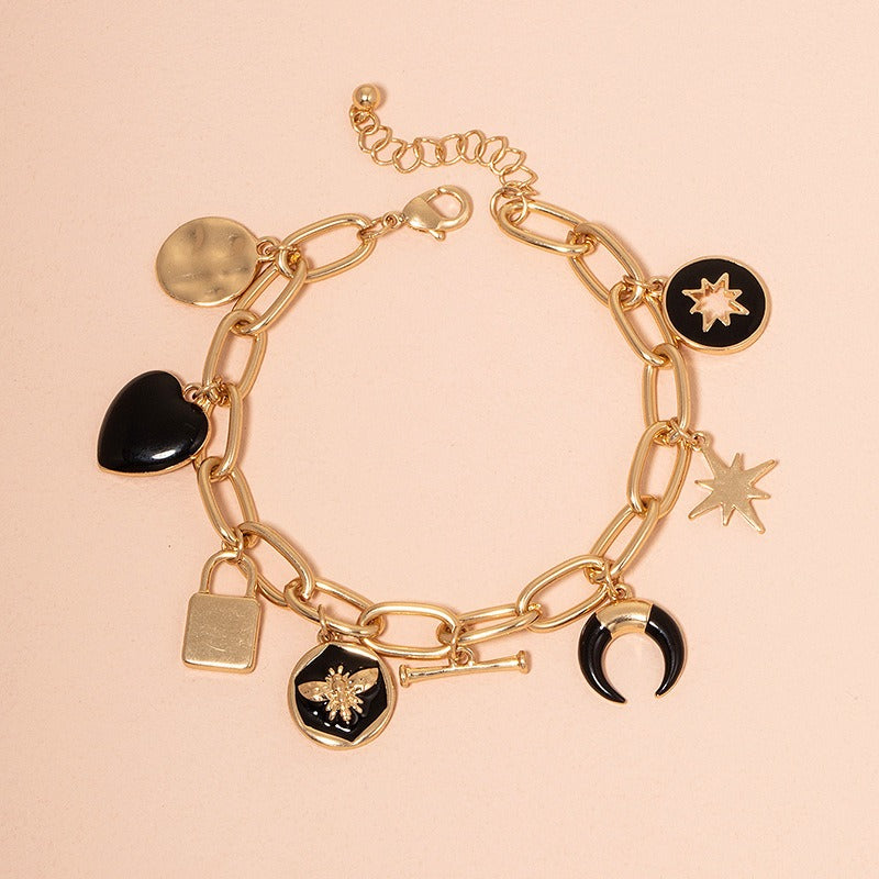 Heart-shaped Small Lock Disc Bracelet