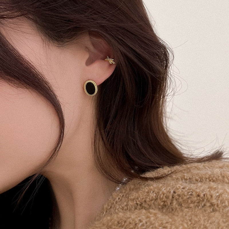 Black Oval Earrings