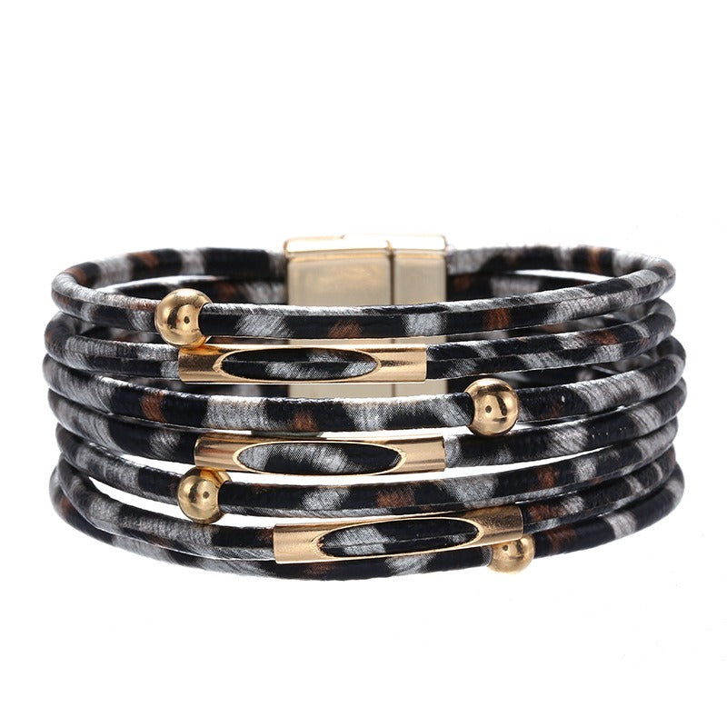 Leopard Print Leather Bracelet