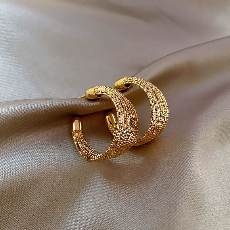 C-Shaped Brushed Earrings