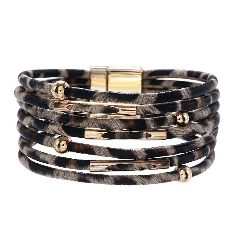 Leopard Print Leather Bracelet