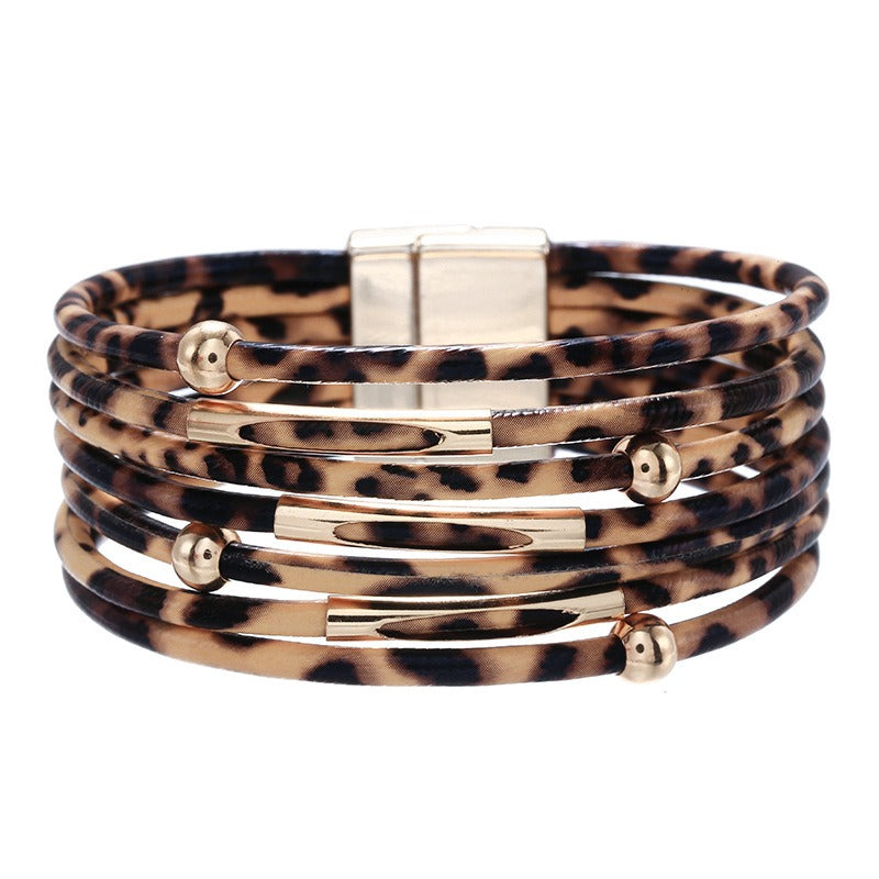 Leopard Print Leather Bracelet