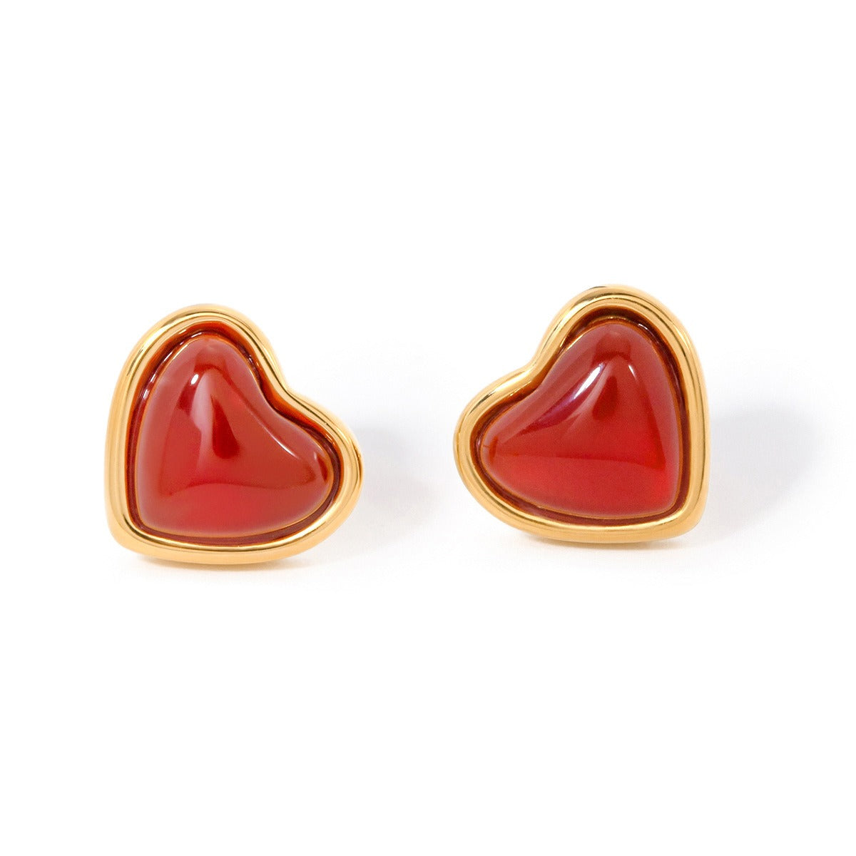18k gold red gemstone earrings