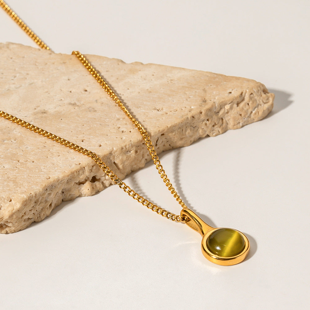 18K Gold Noble Green Opal Necklace