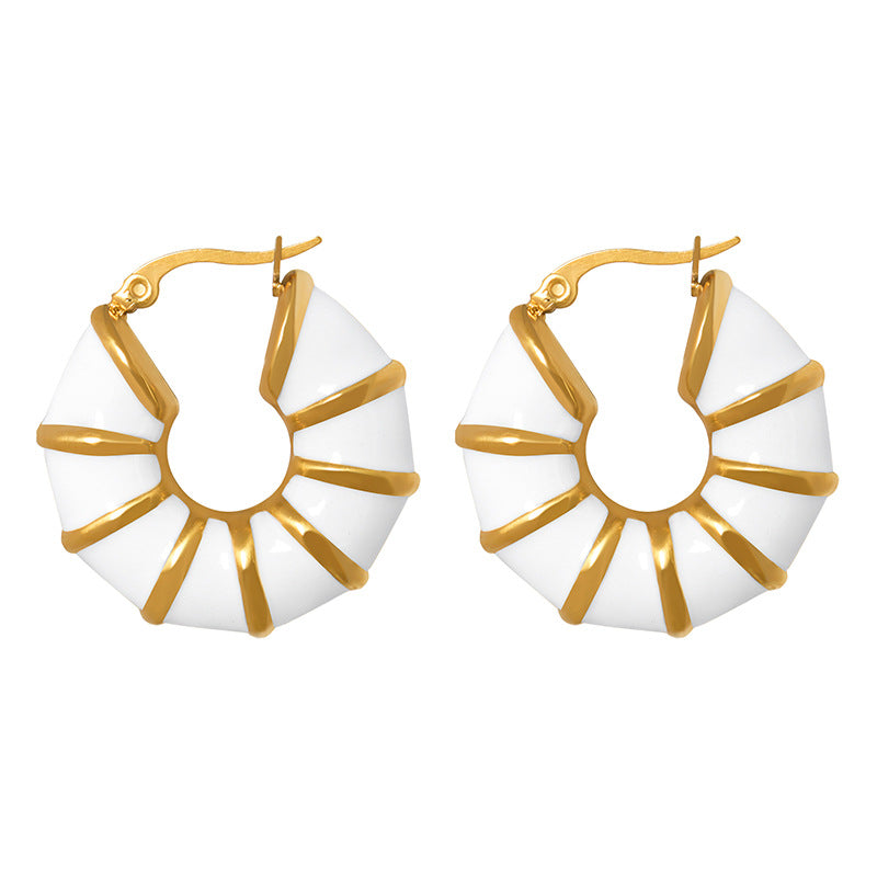 18K Gold Round Bamboo Earrings