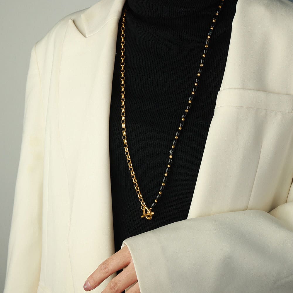 18K gold elegant gemstone beaded necklace