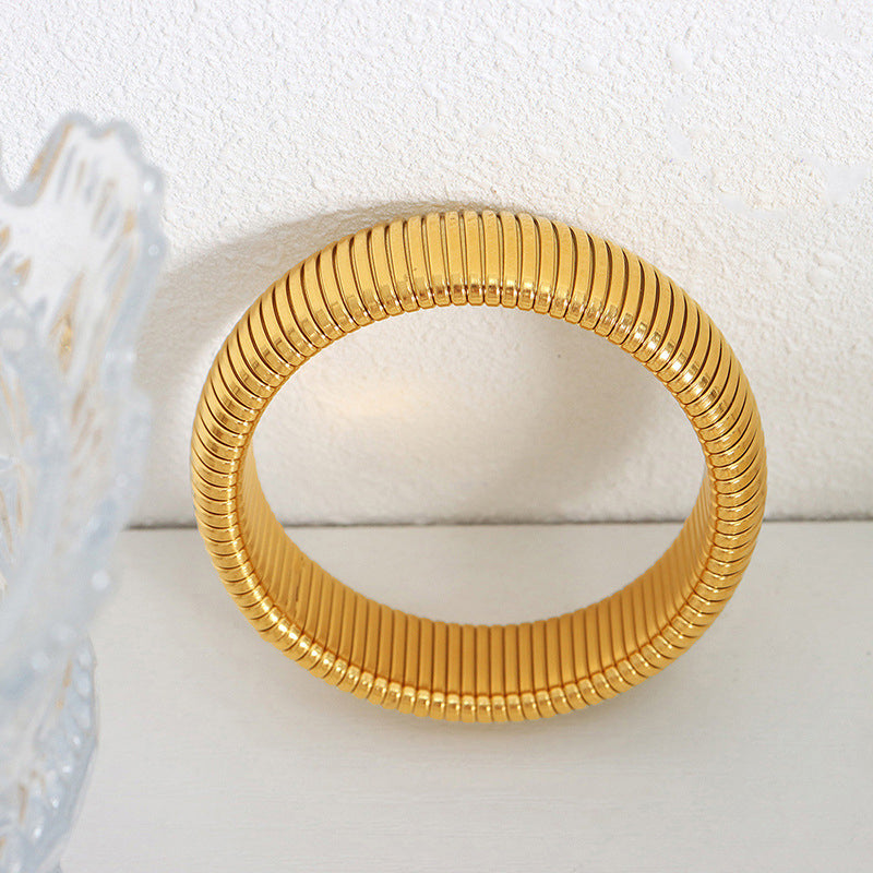 18K Gold Trendy Wide Style Bracelet