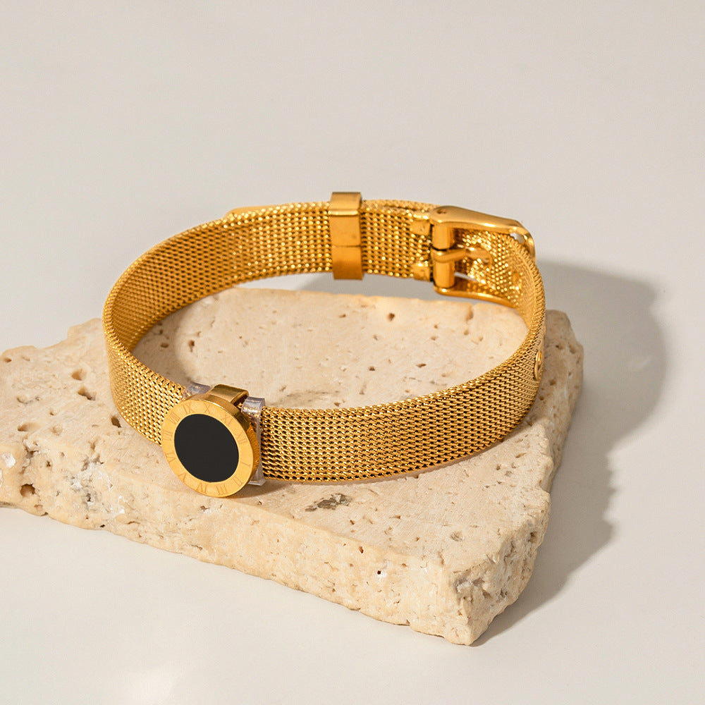 18K Gold Retro Black Gemstone Bracelet