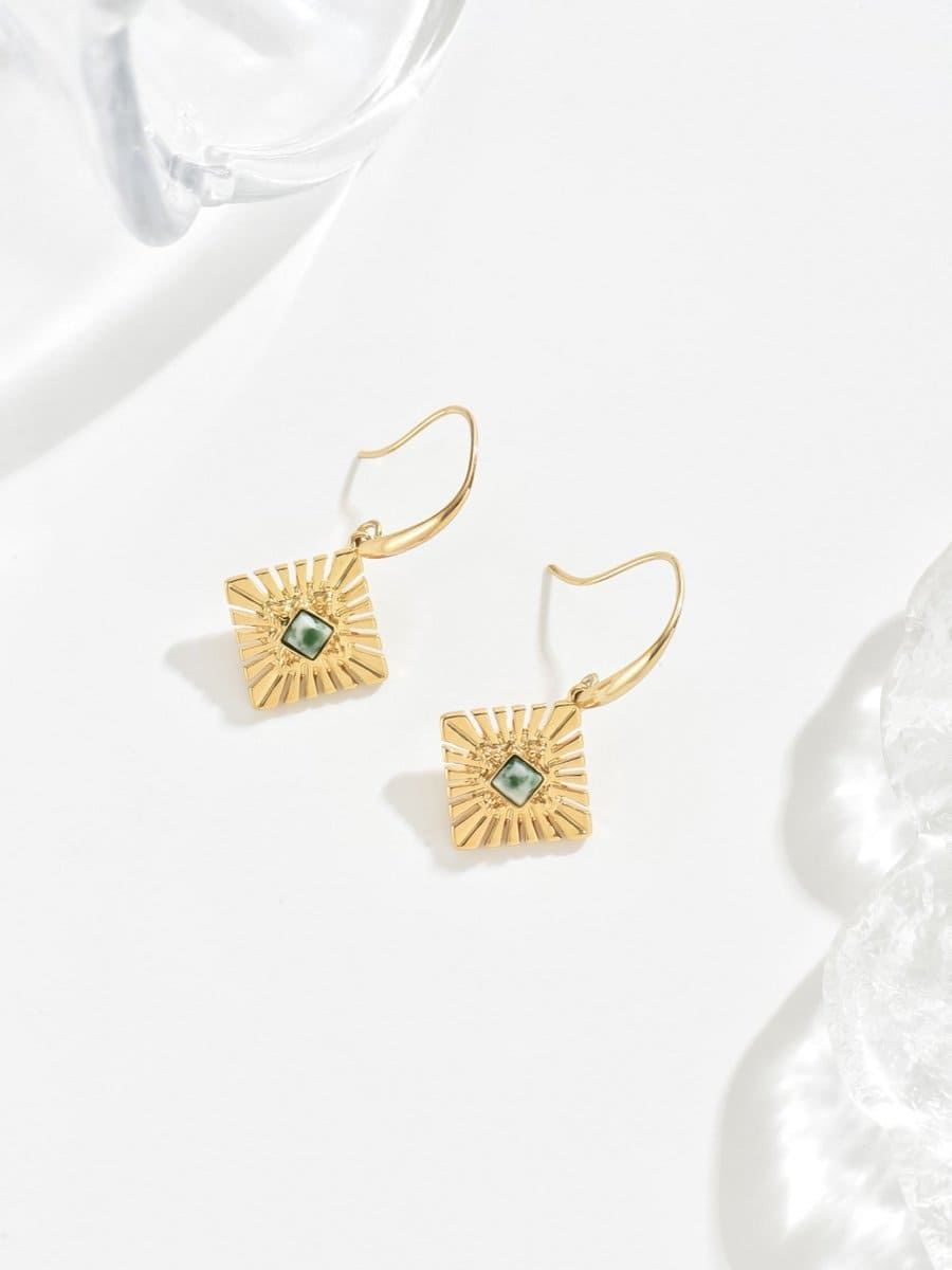 Gold Sunburst Drop Earrings