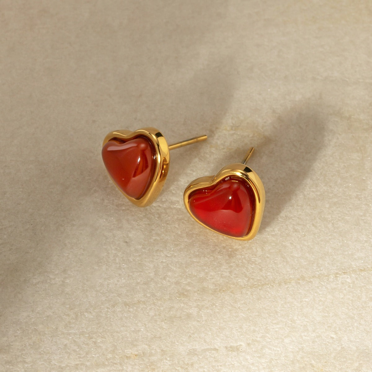 18k gold red gemstone earrings