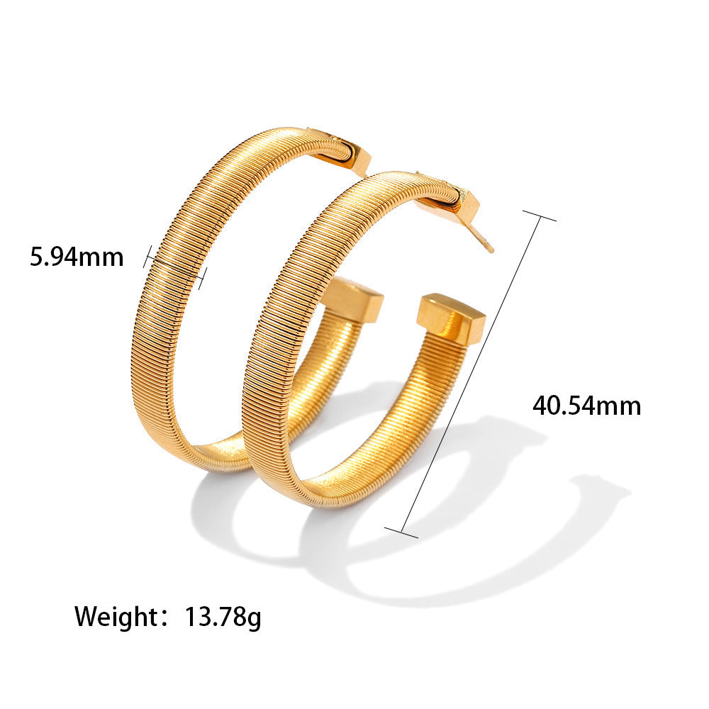 Gold C-shaped Hoop Earrings
