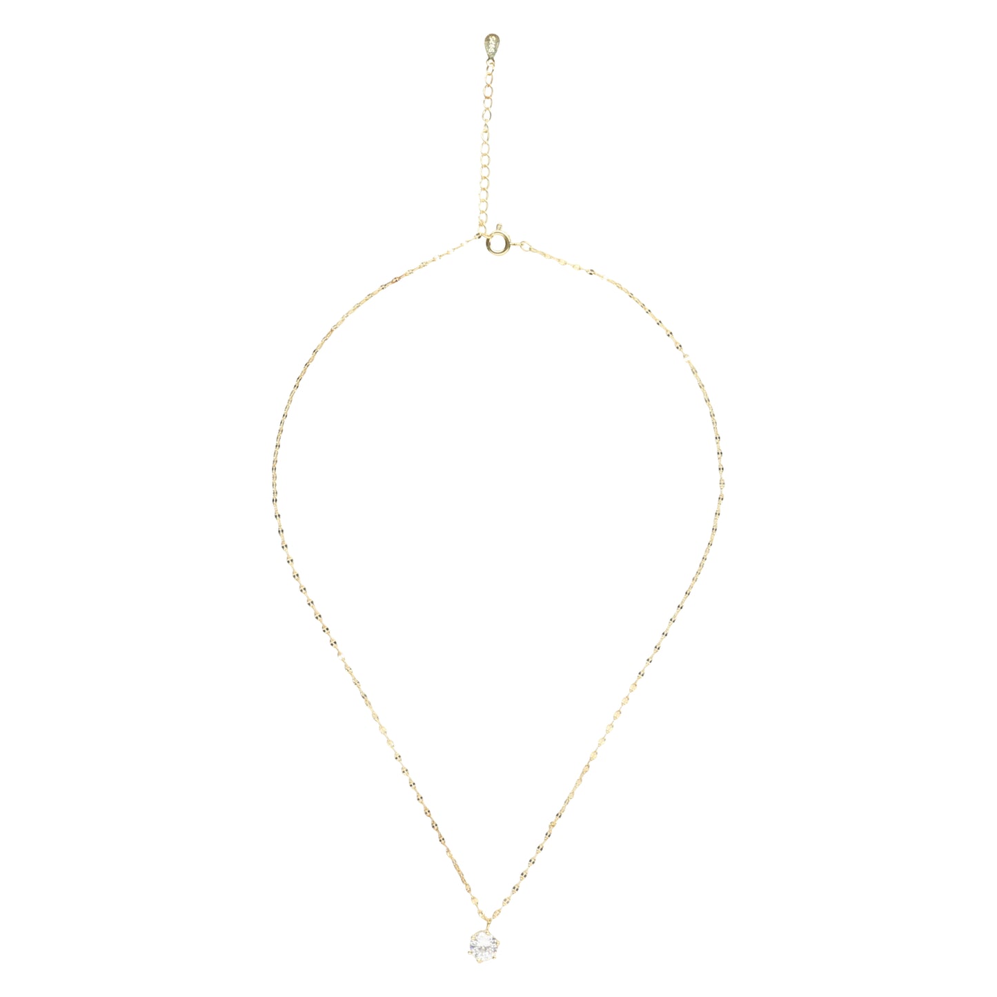 14K Gold Solitaire Necklace