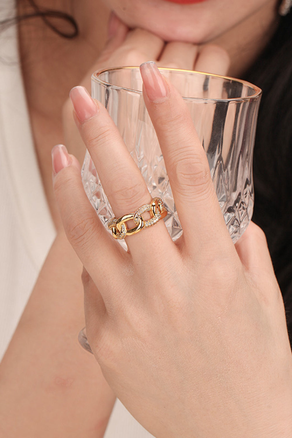 18K Gold Rhinestone Ring