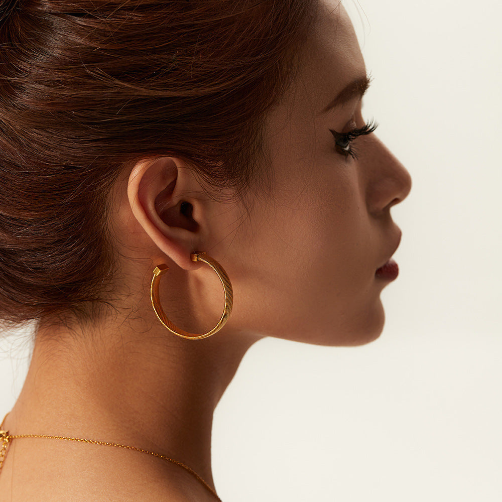 Gold C-shaped Hoop Earrings