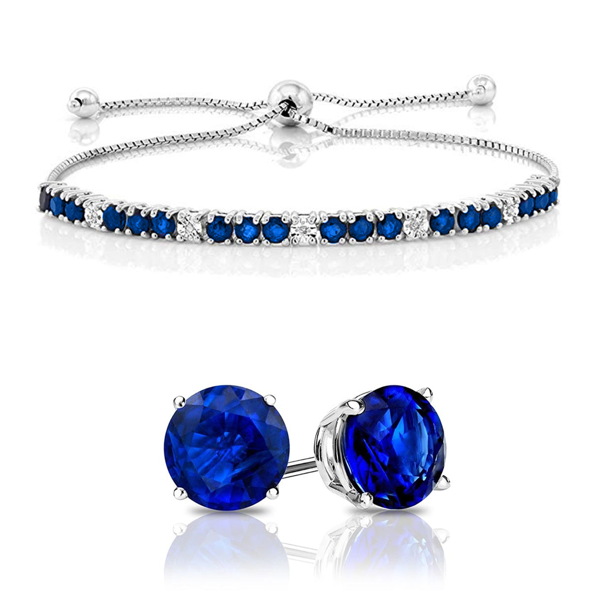 18K White Gold Tennis Bracelet Set