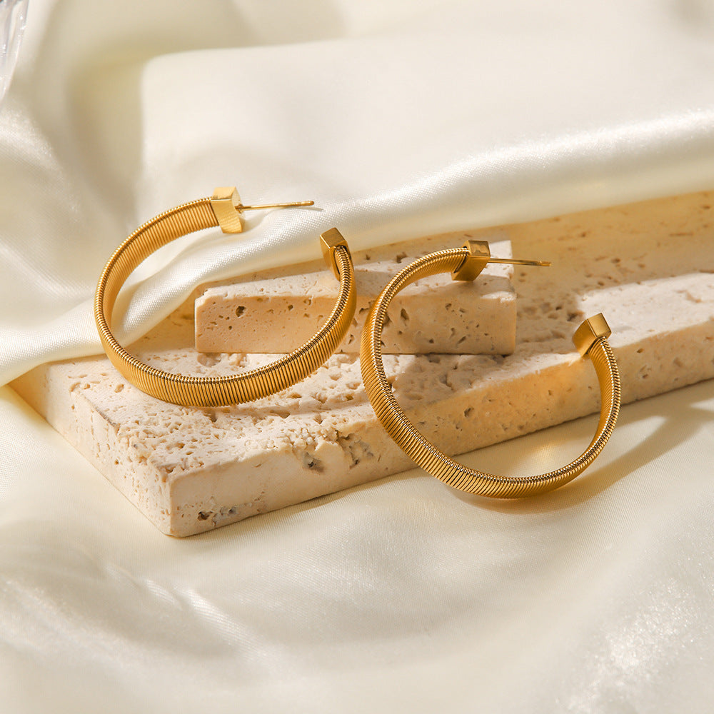 Gold C-shaped Hoop Earrings