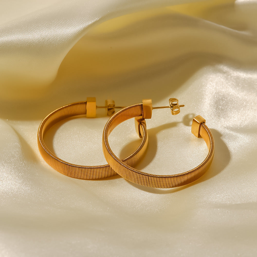 Gold C-shaped Hoop Earrings