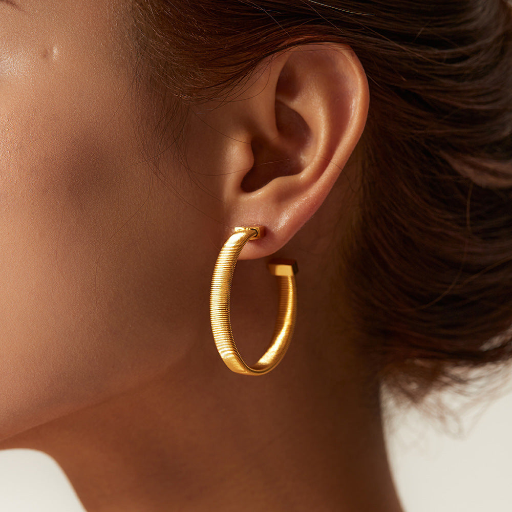 Gold C-shaped Hoop Earrings