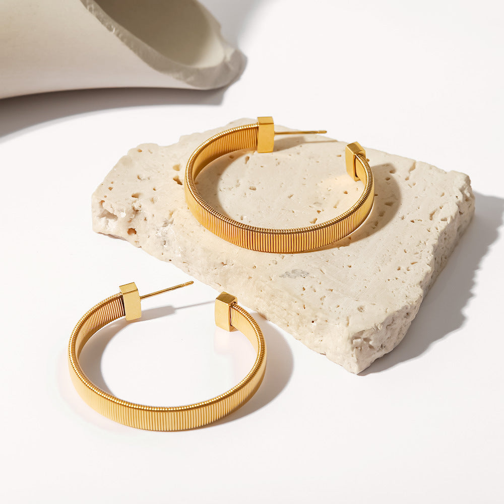 Gold C-shaped Hoop Earrings