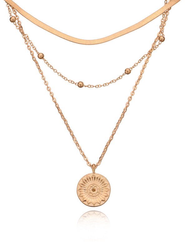 18k Gold Multi-Layer Round Necklace