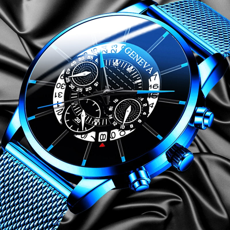 Men's Blue stainless Steel Fashion Watch