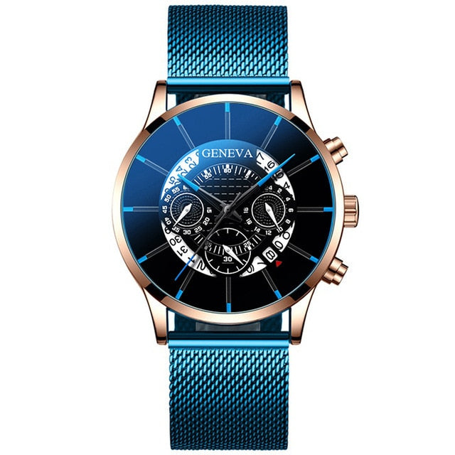 Men's Blue stainless Steel Fashion Watch