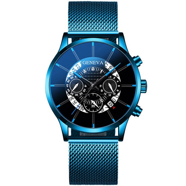 Men's Blue stainless Steel Fashion Watch