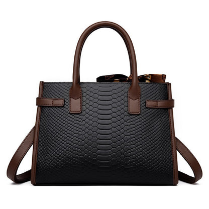 Women's Contrasting Color Genuine Leather Bag